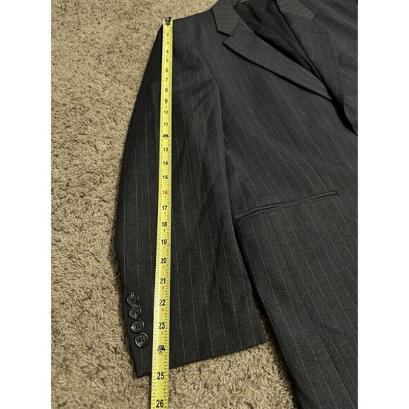 LAUREN RALPH LAUREN Gray Pinstripe Wool Suit Set Jacket Blazer Pants Sz 42R READ - Picture 15 of 16